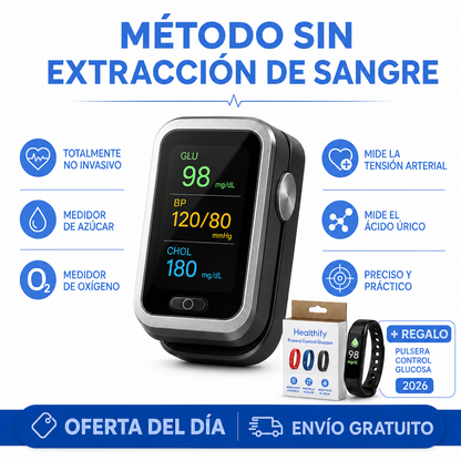 GlucoMax™ 3 en 1 - Medidor de Glucosa Sin Dolor + Colesterol + Presión Arterial + Oxígeno + ENVÍO GRATIS